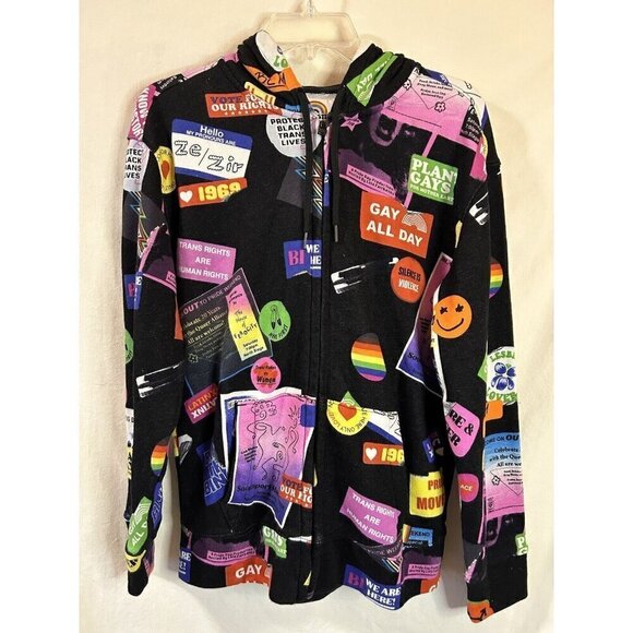 Hollister “Wear It With Pride” LGBTQ  All Over Print Zip Hoodie Jacket Small - Picture 1 of 6